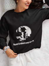 Load image into Gallery viewer, "Home is where my cat is" 001 Black & White Collection - Unisex Heavy Blend™ Crewneck Sweatshirt
