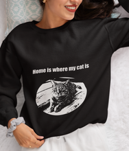 Load image into Gallery viewer, "Home is where my cat is" 002 Black & White Collection - Unisex Heavy Blend™ Crewneck Sweatshirt