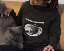 Load image into Gallery viewer, "Living that purr-fect life" 001 Black & White Collection - Unisex Heavy Blend™ Crewneck Sweatshirt