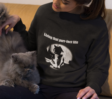 Load image into Gallery viewer, "Living that purr-fect life" 002 Black & White Collection - Unisex Heavy Blend™ Crewneck Sweatshirt