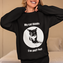 Load image into Gallery viewer, "My Cat Thinks I'm Purr-fect" 001 Black & White Collection - Unisex Heavy Blend™ Crewneck Sweatshirt
