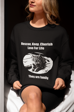 Load image into Gallery viewer, Rescue, Keep, Cherish, Love For Life, They Are Family" 002 Black & White Collection - Unisex Heavy Blend™ Crewneck Sweatshirt