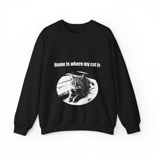 "Home is where my cat is" 002 Black & White Collection - Unisex Heavy Blend™ Crewneck Sweatshirt