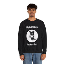 Load image into Gallery viewer, &quot;My Cat Thinks I&#39;m Purr-fect&quot; 001 Black &amp; White Collection - Unisex Heavy Blend™ Crewneck Sweatshirt