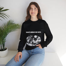 Load image into Gallery viewer, &quot;Home is where my cat is&quot; 005 Black &amp; White Collection - Unisex Heavy Blend™ Crewneck Sweatshirt