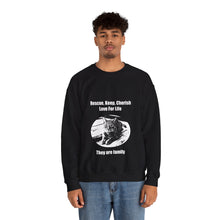 Load image into Gallery viewer, Rescue, Keep, Cherish, Love For Life, They Are Family&quot; 002 Black &amp; White Collection - Unisex Heavy Blend™ Crewneck Sweatshirt
