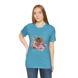 Claudia Floral Cat Tshirt, Cat Lover Tshirt, Gift for Cat Lover, Cat Mom, Cat Lady Gift, Floral Cat, Floral Cat Shirt, Tabby Cat Shirt
