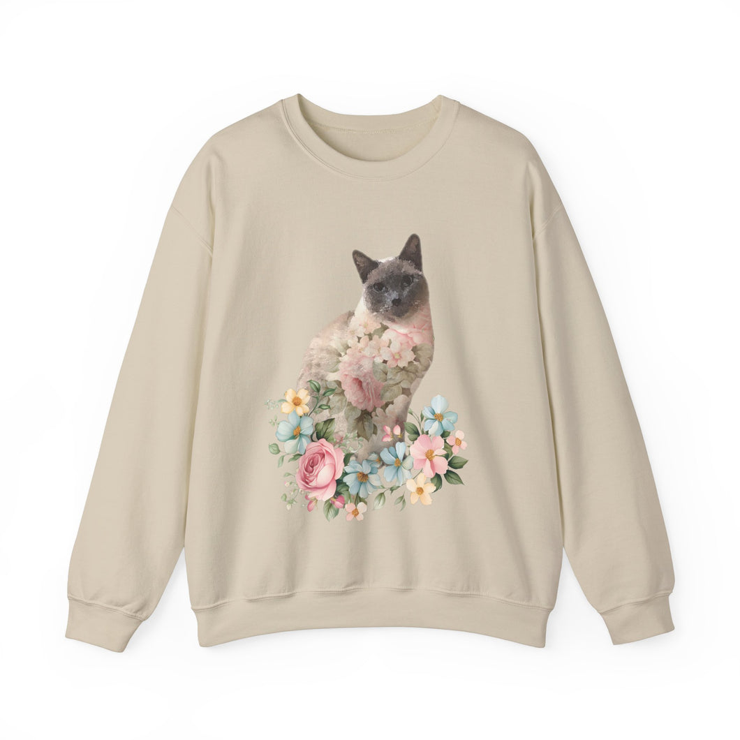 Pearl Floral Cat Sweatshirt, Cat Lover Sweatshirt, Gift for Cat  Lover, Cat Art Shirt, Cat Mom, Floral Cat, Floral Cat Shirt