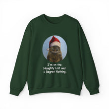 Load image into Gallery viewer, I&#39;m on the Naughty List, Christmas Cat Sweatshirt,Cat Lover Sweatshirt,Christmas Gift for Cat Lover,Cat Mom,Cat Lady Gift, Christmas Tabby Cat Sweatshirt