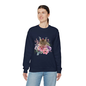 Claudia Floral Cat,Cat Sweatshirt,Cat Lover Sweatshirt,Gift for Cat Lover,Cat Mom,Cat Lady Gift, Floral Cat Sweatshirt, Tabby Cat Sweatshirt