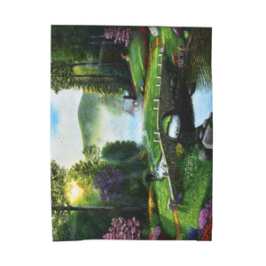 "Morning in Elkmont" Velveteen Plush Blanket featuring the art of Bruce Strickland