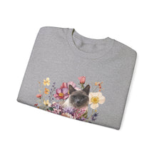 Load image into Gallery viewer, Siamese Floral Cat Sweatshirt, Cat Lover Sweatshirt, Gift for Cat  Lover, Cat Art Shirt, Cat Mom,Floral Cat,Floral Cat Shirt,Tabby Cat Shirt