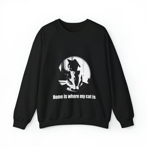 "Home is where my cat is" 001 Black & White Collection - Unisex Heavy Blend™ Crewneck Sweatshirt