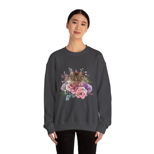 Claudia Floral Cat,Cat Sweatshirt,Cat Lover Sweatshirt,Gift for Cat Lover,Cat Mom,Cat Lady Gift, Floral Cat Sweatshirt, Tabby Cat Sweatshirt