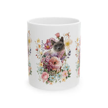 Load image into Gallery viewer, Pearl Floral Cat Mug- Ceramic Mug 11oz Art of Bruce Strickland, Fine Art Mug, Cat Coffee Mug, Cat Lover Gift, Cat Lady Gift, Floral Cat Mug