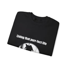 Load image into Gallery viewer, &quot;Living that purr-fect life&quot; 002 Black &amp; White Collection - Unisex Heavy Blend™ Crewneck Sweatshirt