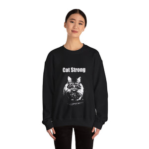 "Cat Strong" 001 Black & White Collection - Unisex Heavy Blend™ Crewneck Sweatshirt