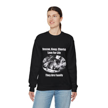 Load image into Gallery viewer, &quot;Rescue, Keep, Cherish, Love, For Life, They Are Family&quot; 001 Black &amp; White Collection - Unisex Heavy Blend™ Crewneck Sweatshirt