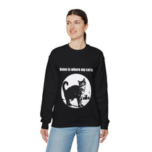 Load image into Gallery viewer, &quot;Home is where my cat is&quot; 003 Black &amp; White Collection - Unisex Heavy Blend™ Crewneck Sweatshirt