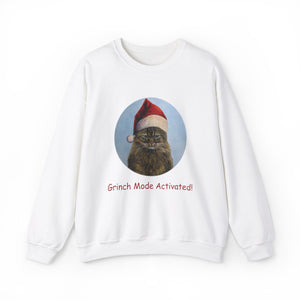 Grinch Mode Activated, Christmas Cat Sweatshirt,Cat Lover Sweatshirt,Christmas Gift for Cat Lover,Cat Mom,Cat Lady Gift, Christmas Tabby Cat Sweatshirt