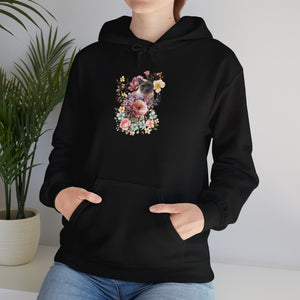 Pearl Floral Cat Hoodie, Cat Hoodie, Floral Hoodie, Cat Lover Hoodie, Cat Gift, Cat Lady Gift, Cat Lover Hoodie