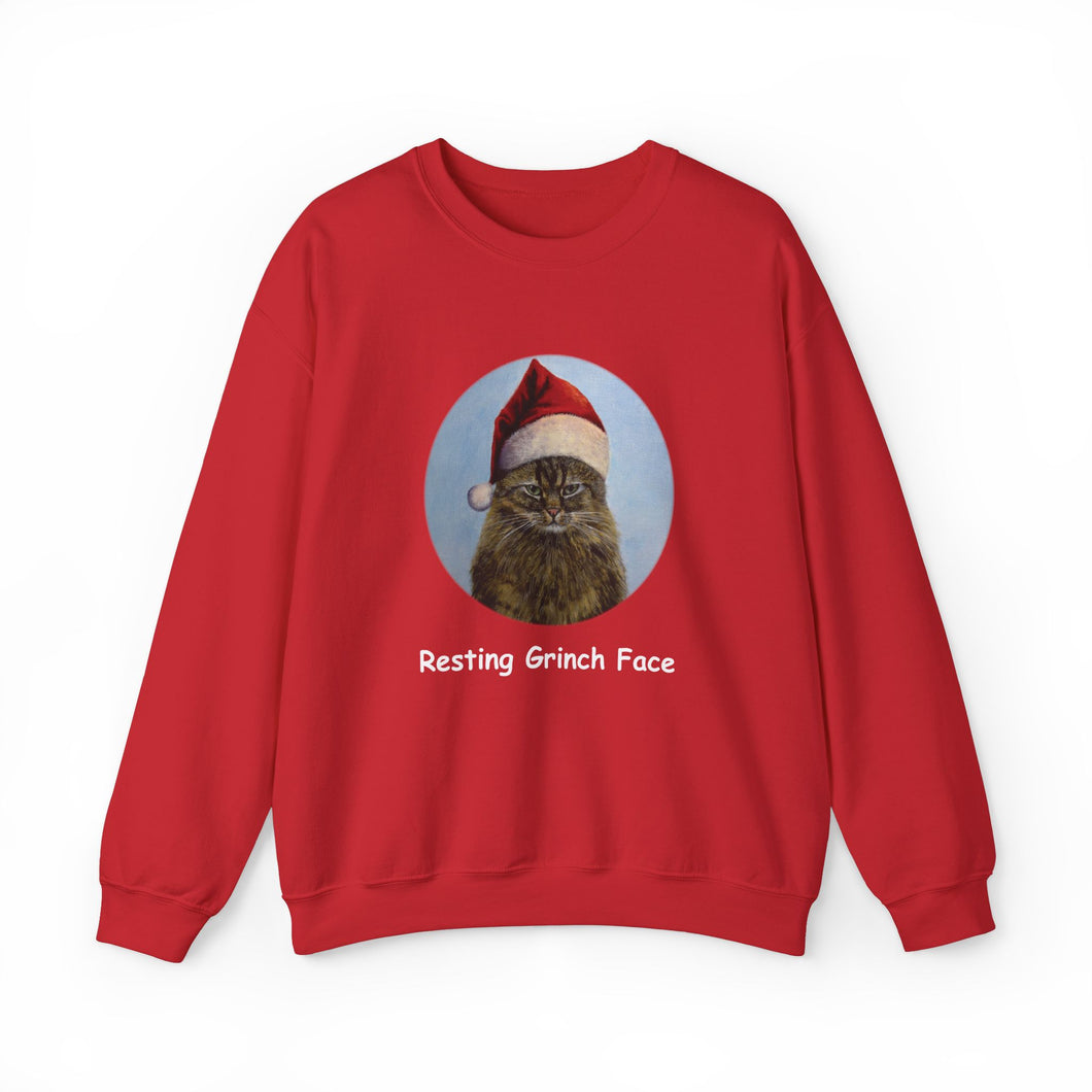 Resting Grinch Face, Christmas Cat Sweatshirt,Cat Lover Sweatshirt,Christmas Gift for Cat Lover,Cat Mom,Cat Lady Gift, Christmas Tabby Cat Sweatshirt