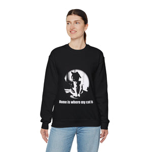 "Home is where my cat is" 001 Black & White Collection - Unisex Heavy Blend™ Crewneck Sweatshirt