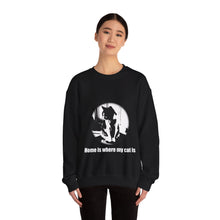 Load image into Gallery viewer, &quot;Home is where my cat is&quot; 001 Black &amp; White Collection - Unisex Heavy Blend™ Crewneck Sweatshirt