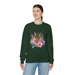 Claudia Floral Cat,Cat Sweatshirt,Cat Lover Sweatshirt,Gift for Cat Lover,Cat Mom,Cat Lady Gift, Floral Cat Sweatshirt, Tabby Cat Sweatshirt