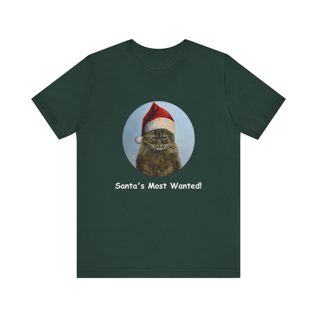 Santa's Most Wanted Christmas Cat Tshirt, Christmas Cat Shirt, Cat T-shirt, Cat Lover T-shirt, Cat Lady Tshirt, Christmas Gift for Cat Lover,Cat Mom