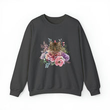 Load image into Gallery viewer, Claudia Floral Cat,Cat Sweatshirt,Cat Lover Sweatshirt,Gift for Cat Lover,Cat Mom,Cat Lady Gift, Floral Cat Sweatshirt, Tabby Cat Sweatshirt