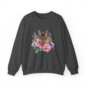 Claudia Floral Cat,Cat Sweatshirt,Cat Lover Sweatshirt,Gift for Cat Lover,Cat Mom,Cat Lady Gift, Floral Cat Sweatshirt, Tabby Cat Sweatshirt