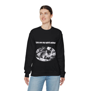 "Cats are my spirit animal" 002 Black & White Collection - Unisex Heavy Blend™ Crewneck Sweatshirt