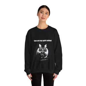 "Cats are my spirit animal" 001 Black & White Collection - Unisex Heavy Blend™ Crewneck Sweatshirt