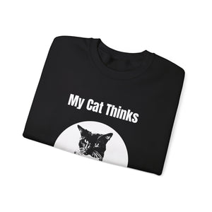 "My Cat Thinks I'm Purr-fect" 001 Black & White Collection - Unisex Heavy Blend™ Crewneck Sweatshirt