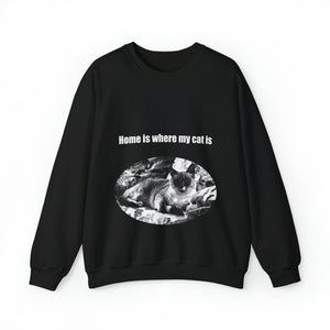 "Home is where my cat is" 005 Black & White Collection - Unisex Heavy Blend™ Crewneck Sweatshirt