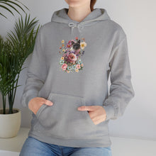 Load image into Gallery viewer, Pearl Floral Cat Hoodie, Cat Hoodie, Floral Hoodie, Cat Lover Hoodie, Cat Gift, Cat Lady Gift, Cat Lover Hoodie