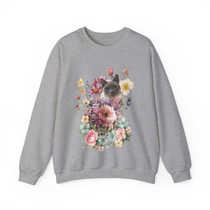 Siamese Floral Cat Sweatshirt, Cat Lover Sweatshirt, Gift for Cat  Lover, Cat Art Shirt, Cat Mom,Floral Cat,Floral Cat Shirt,Tabby Cat Shirt
