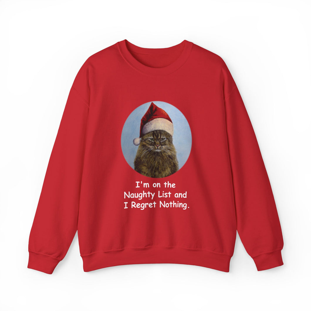 I'm on the Naughty List, Christmas Cat Sweatshirt,Cat Lover Sweatshirt,Christmas Gift for Cat Lover,Cat Mom,Cat Lady Gift, Christmas Tabby Cat Sweatshirt