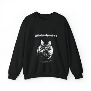 "Cat lady and proud of it" 001 Black & White Collection - Unisex Heavy Blend™ Crewneck Sweatshirt