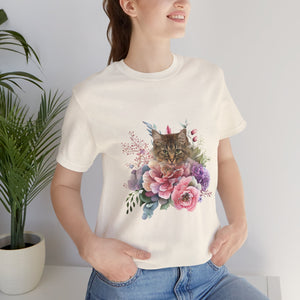 Claudia Floral Cat Tshirt, Cat Lover Tshirt, Gift for Cat Lover, Cat Mom, Cat Lady Gift, Floral Cat, Floral Cat Shirt, Tabby Cat Shirt