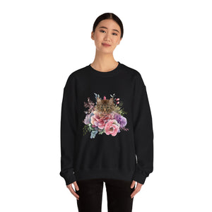 Claudia Floral Cat,Cat Sweatshirt,Cat Lover Sweatshirt,Gift for Cat Lover,Cat Mom,Cat Lady Gift, Floral Cat Sweatshirt, Tabby Cat Sweatshirt