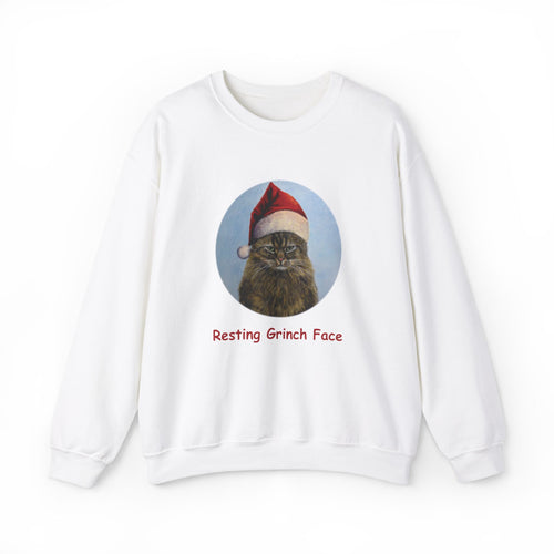 Resting Grinch Face, Christmas Cat Sweatshirt,Cat Lover Sweatshirt,Christmas Gift for Cat Lover,Cat Mom,Cat Lady Gift, Christmas Tabby Cat Sweatshirt