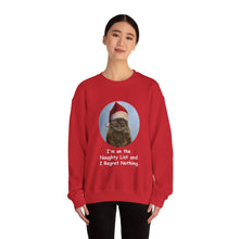 Load image into Gallery viewer, I&#39;m on the Naughty List, Christmas Cat Sweatshirt,Cat Lover Sweatshirt,Christmas Gift for Cat Lover,Cat Mom,Cat Lady Gift, Christmas Tabby Cat Sweatshirt