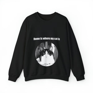"Home is where my cat is" 004 Black & White Collection - Unisex Heavy Blend™ Crewneck Sweatshirt