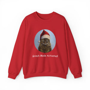 Grinch Mode Activated, Christmas Cat Sweatshirt,Cat Lover Sweatshirt,Christmas Gift for Cat Lover,Cat Mom,Cat Lady Gift, Christmas Tabby Cat Sweatshirt