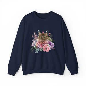 Claudia Floral Cat,Cat Sweatshirt,Cat Lover Sweatshirt,Gift for Cat Lover,Cat Mom,Cat Lady Gift, Floral Cat Sweatshirt, Tabby Cat Sweatshirt