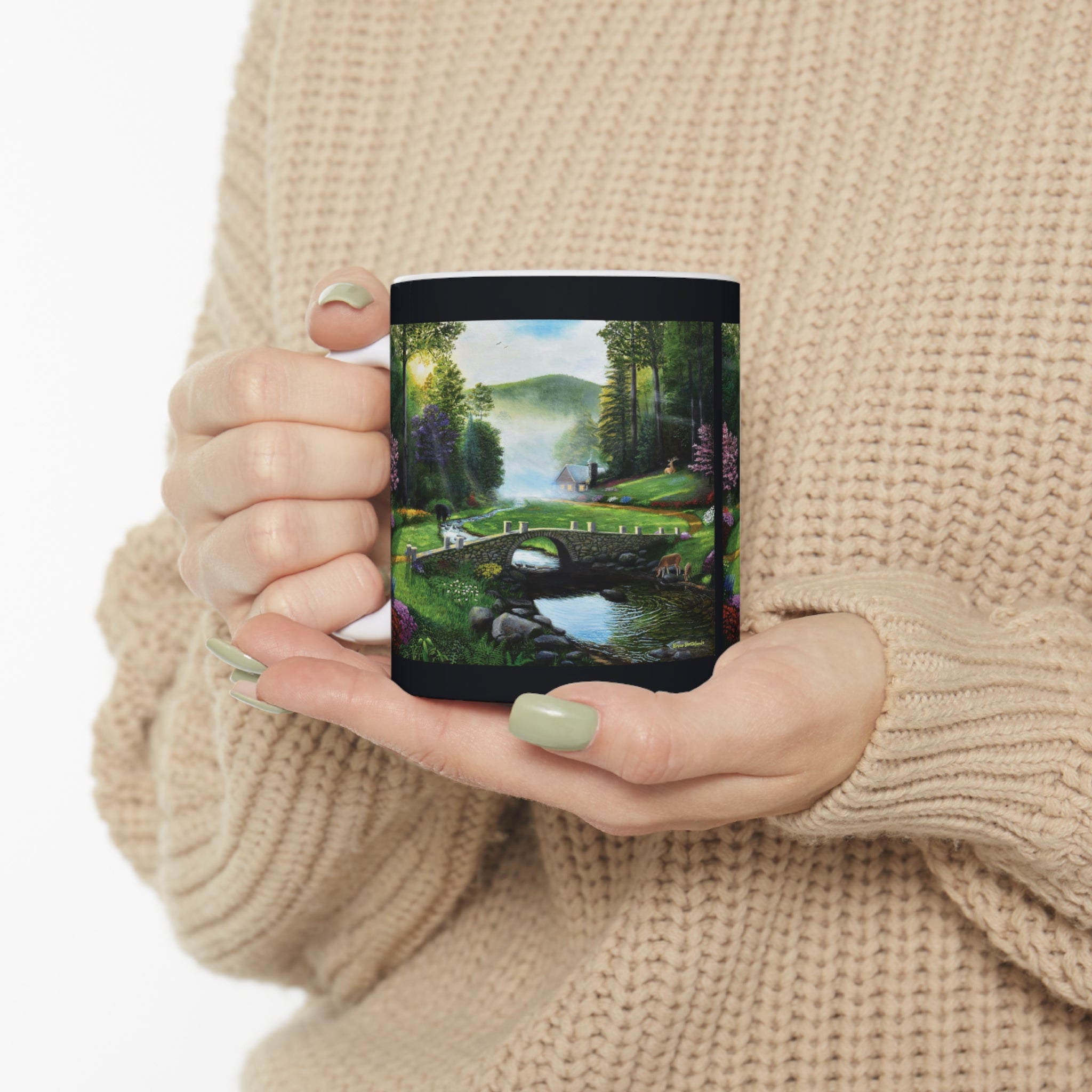 "Morning in Elkmont" Ceramic Mug 11oz featuring the art of Bruce Strickland