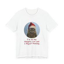 Load image into Gallery viewer, I&#39;m on the Naughty List Christmas Cat Tshirt, Christmas Cat Shirt, Cat T-shirt, Cat Lover T-shirt, Cat Lady Tshirt, Christmas Gift for Cat Lover,Cat Mom