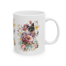 Load image into Gallery viewer, Pearl Floral Cat Mug- Ceramic Mug 11oz Art of Bruce Strickland, Fine Art Mug, Cat Coffee Mug, Cat Lover Gift, Cat Lady Gift, Floral Cat Mug